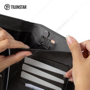 TILONSTAR TPW101 elegante cuero gran capacidad RFID tarjeteros cartera pasaporte titular con Clip para bolígrafo y funda para AirTag - Product Image 5