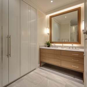 Meuble de salle de bain en bois moderne, design moderne de luxe, ensemble de meuble-lavabo de salle de bain, élégant meuble de rangement de salle de bain, meubles-lavabos - Product Image 6