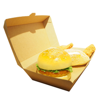 Boîte de Hamburger personnalisée en papier Kraft, grande taille, collation brune, poulet frit