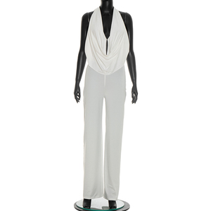 วิวิบลุค J26JP084 จั๊มสูทลำลองเซ็กซี่สำหรับผู้หญิง สีพื้น ทรงเข้ารูป แขนกุด คอแบบผูกหลังเปลือย จั๊มสูทแบบชิ้นเดียว - Product Image 3