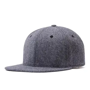 사용자 정의 만든 도매 고품질 트위드 소재 일반 빈 6 패널 snapback 모자 겨울 추운 계절에 대 한 모자