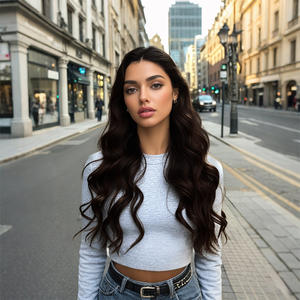 2025 caldo 26 pollici biondo nero tubo dritto parrucche anteriori per le signore acconciatura naturale trasparente seta onda diritta SM9865 - Product Image 5