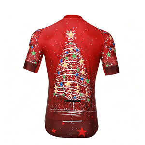 Vente en gros de chemises de cyclisme à manches longues/courtes avec motif de Noël, respirantes, anti-transpiration, impression personnalisée pour le cyclisme - Product Image 2