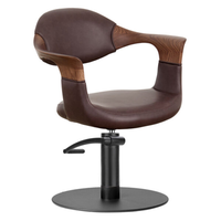 Fauteuil de salon inclinable en cuir marron chocolat, durable, pour le coiffage et la beauté des femmes, réglable pour une utilisation en salon de beauté