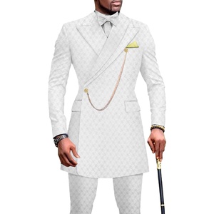 Ensemble <span class=keywords><strong>Homme</strong></span> Costume Slim Blazer et Pantalon 2 Pièces <span class=keywords><strong>Tenue</strong></span> Dashiki avec Nœud Papillon Chaîne Foulard Vêtements Africains <span class=keywords><strong>Mariage</strong></span> - Product Image 1