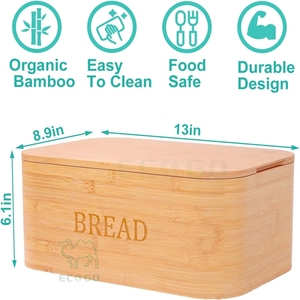 Caja de Pan Multifuncional Portátil Hecha a Mano de Bambú Natural con Tapa Hermética Abatible para Almacenamiento de Pan en la Encimera de la Cocina, Ideal para Regalos - Product Image 2