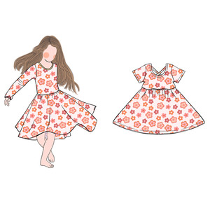 Vestido de Bambú/Algodón para Niñas, Modelo Cd-5-2, Corte en A, Manga Corta, Espalda Cruzada en X, para Bebés y Niñas Pequeñas - Product Image 5
