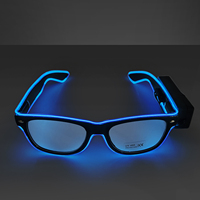 Lunettes de soleil carrées portables unisexes Neon-Glo EL avec affichage lumineux décoratif - Étanches et durables pour les fêtes du Nouvel An et de Pâques
