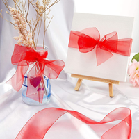 Ruban en organza transparent et soyeux de 1 pouce pour emballage cadeau, décorations de Noël, nœuds, couronnes de mariage et emballage général
