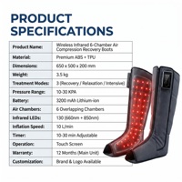 Bottes de compression sans fil pour la récupération après l'entraînement, avec lumière LED rouge, massage à air, chauffage, 6 chambres, 3 modes, relaxation musculaire