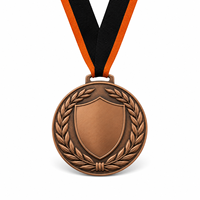 Médaille personnalisée en alliage de zinc 3D, bronze antique, forme bouclier, vierge pour gravure, avec ruban, pour récompenses, souvenirs scolaires, sportifs, cadeaux