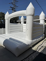 Château gonflable en PVC blanc de 14 pieds avec panier de basket-ball, château gonflable pour fête en intérieur et en extérieur