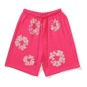 Pantalones Deportivos para Hombre al por Mayor, 100% Algodón Puro, Shorts Casuales de Estilo Urbano con Proceso de Estampado en Caliente con Cristales - Product Image 4