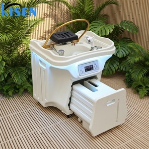 Kisen Luxury Mobile Head Therapy Basin Shampoo Sink With Zen Flow Water Ring <b>LED</b> <b>Light</b> and Easy Clean Design for Salon Home - Product Image 1