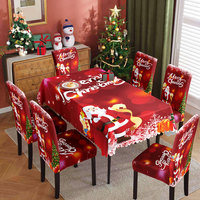 Ensemble de nappes de Noël imprimées sur mesure et housses de chaise en spandex pour la décoration de fêtes - Vente en gros