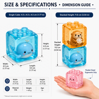 Lot de 6 blocs de construction modulaires empilables en forme d'animaux marins en cristal de sucre, jouets sensoriels anti-stress