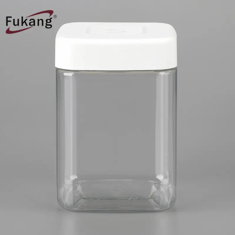 Transparent Food Storage Empty Plastic Food Container Square Plastic Jars Can For Canned Cookies