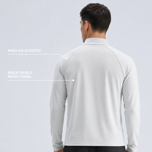 Sudadera Deportiva Charlo para Hombre, Color Gris Claro, con Cierre de Cremallera de un Cuarto, Manga Raglán, Malla Transpirable, para Gimnasio y Entrenamiento, Venta al Por Mayor, OEM, GCC - Product Image 2