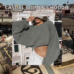 Sweat-shirt décontracté oversize pour femme, manches longues, logo personnalisé, haut court de sport pour l'automne/hiver, respirant, imprimé - Product Image 3