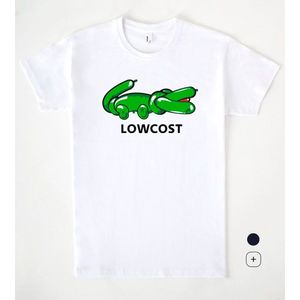 T-shirt promozionale unisex bianca con grafica coccodrillo verde a basso costo - Product Image 1