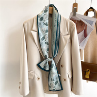 En gros, Foulard fin en soie sergé pour femme, imprimé numérique, design personnalisé, style printemps, utilisable comme bandeau et accessoire de sac à main