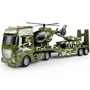 Dwi Dowellin Military Tank Helicopter Transporter 3 en 1 Semi Carrier Car Army Toys avec lumières et sons pour enfants - Product Image 1