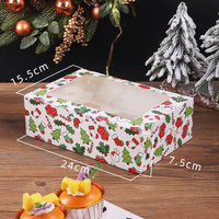 Boîte d'emballage de cupcakes en papier de Noël pliable portable personnalisée Fenêtres transparentes Boîte à dessert mousse Boîte à tarte aux œufs Ivoire