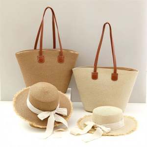 Nuevo Conjunto de Sombrero de Paja y Bolso de Hombro para Mujer - Comodidad Transpirable para Playa, Deportes, Viajes y Uso Casual - Product Image 1