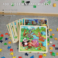 Jeu de puzzle personnalisé de 100 pièces avec des animaux de dessin animé, blocs de puzzle, puzzles éducatifs pour les enfants, les garçons et les filles
