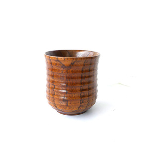 Taza de madera estilo japonés, color café, de madera maciza para bebidas, té, vino, diseño de 9 líneas - Product Image 4
