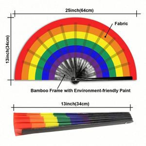 13INCH Promo Festival <b>Large</b> Clack Bamboo Hand Held <b>Fan</b> Custom - Product Image 3