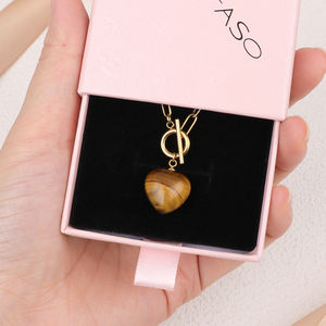 Colliers Pendentifs Tendance en Acier Inoxydable Plaqué Or/Argent avec Chaîne à Maillons, en Agate Cœur, Unisexe, OEM/ODM, Disponibles Immédiatement - Product Image 3