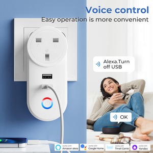 Reino Unido enchufe 16A adaptador de salida ABS USB enchufe voz Smart Life App Control Google Home Yandex Alice Tuya Wifi inteligente eléctrico - Product Image 3