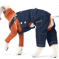 Banbipet Retro Adjustable Chest Dog Cat Overalls untuk Anjing Kucing Ras Kecil/Sedang, Bahan Denim Neppy yang Dicuci, Semua Musim, Logo Custom