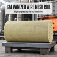 Couverture en laine de roche avec treillis métallique galvanisé, isolation thermique haute température en rouleau