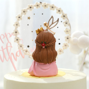 Decoración de pastel de princesa y Príncipe, adorno bonito de dibujos animados para boda, fiesta de cumpleaños, adorno artesanal de resina, adornos para pasteles - Product Image 5