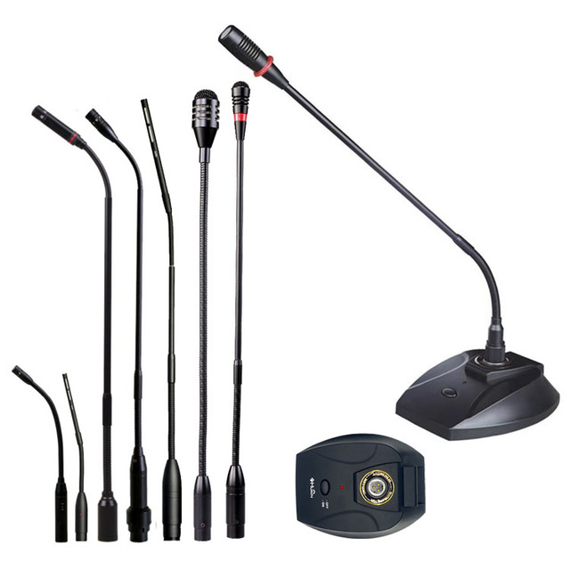 Wholesale HUAIN Aluminium Alloy Desktop Lectern Broadcast Conference Room Gooseneck Microphone Wired Condenser Cardioid Noise