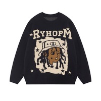 OEM à manches longues Anime rappeur pull en tricot Harajuku Hip Hop Vintage Streetwear Mohair motif imprimé hiver col rond Vintage