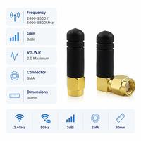 Antenne WiFi double bande FEIYIXUN en caoutchouc mini 2400-2500/5000-5800MHz 3dBi 30mm à largeur de faisceau horizontale 360° pour prise
