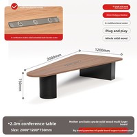 Table de conférence en bois massif HYZ-202X, bureau moderne minimaliste incurvé, forme alien, luxe léger, coins arrondis créatifs
