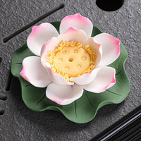 Brûleur d'encens à fil de lotus en céramique, ornement floral fait à la main, inspiration zen, diffuseur d'aromathérapie, porte-encens créatif