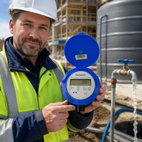 Compteur d'eau numérique MAINONE en plastique LoRaWAN/M-Bus/Modbus/Pulse/4G/NB-IoT Classe 2 R200 R250 R400 R500 R800 IP68 DC24V OEM CE MID