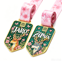 Médailles personnalisées plaquées or brillant, style animal 3D fantastique, en émail souple transparent, pour marathon et course à pied, pour le plaisir