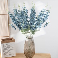 Delphinium Ajacis buatan putih biru Larkspur bunga sutra batang 80 cm rumah taman pernikahan Natal Valentine's Thanksgiving