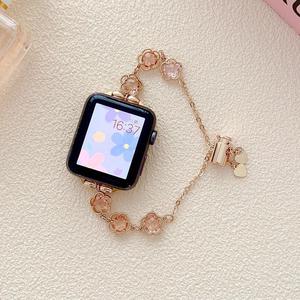 Correa de Reloj con Diseño de Trébol, para Mujer, Cadena de Metal de Aleación de Estaño, 44, 45, 49 mm, Compatible con <span class=keywords><strong>Apple</strong></span> <span class=keywords><strong>4</strong></span>, 5, 6, 7, 8 Ultra - Product Image 4