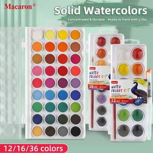 Ensemble de peintures à l'eau Macaron de 12/16/36 couleurs, peintures pigmentées pour papier et toile, pour étudiants - Product Image 6