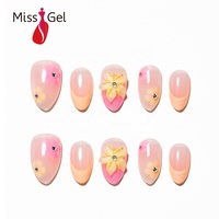 Lot de 32 faux ongles en acrylique de luxe réutilisables, courts, en amande, couleur nude pêche, pour nail art DIY, à presser