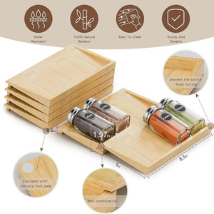 <b>Spice</b> <b>Jar</b> Storage Rack With Labels 48 <b>Jars</b> Wooden Organizer For Kitchen Counter Use - Product Image 2