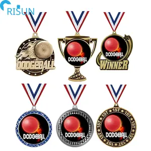 Pabrik disesuaikan 3D Dodgeball Custom Logo medali anak-anak Dodgeball piala medali penghargaan lembut Enamel olahraga menghindari bola Medalla medali