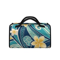 Sac de voyage cosmétique personnalisé à motif floral de plumeria hawaïen, avec quatre pochettes transparentes à fermeture éclair et design organisateur suspendu